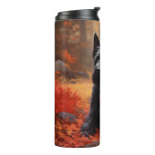 Scottish Terrier im Herbst Leaves Fall Inspiriert Thermosbecher (Nach links gedreht)
