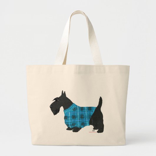 Scottish Terrier in einem Pullover Jumbo Stoffbeutel (Vorne)