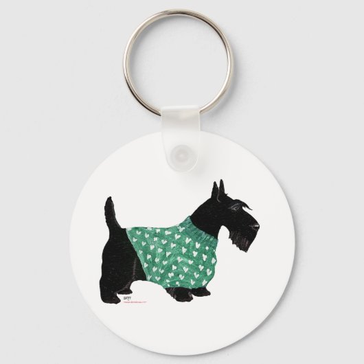 Scottish Terrier in einem Pullover Schlüsselanhänger (Vorderseite)