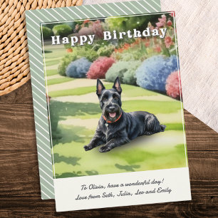 Scottish Terrier in Garden Watercolor Geburtstag Karte