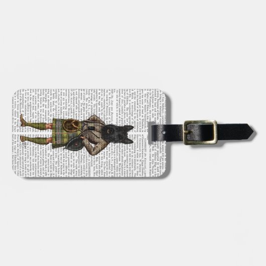 Scottish Terrier in Kilt Gepäckanhänger (Vorderseite horizontal)