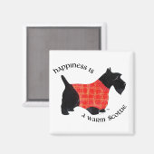 Scottish Terrier in Red Kariert Sweater Magnet (Vorderseite/Rückseite)