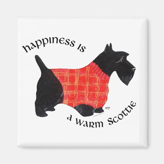 Scottish Terrier in Red Kariert Sweater Magnet (Vorne)