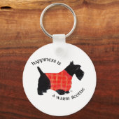 Scottish Terrier in Red Kariert Sweater Schlüsselanhänger (Vorderseite)