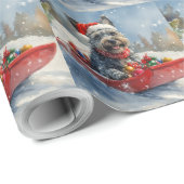 Scottish Terrier in Sledge Let it Snow Christmas Geschenkpapier (Rolleneckpunkt)