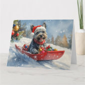 Scottish Terrier in Sledge Let it Snow Christmas Karte (Vorderseite)