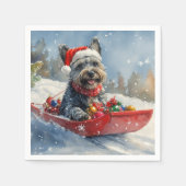 Scottish Terrier in Sledge Let it Snow Christmas Serviette (Vorderseite)