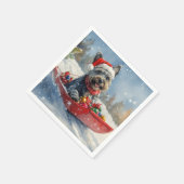Scottish Terrier in Sledge Let it Snow Christmas Serviette (Ecke)