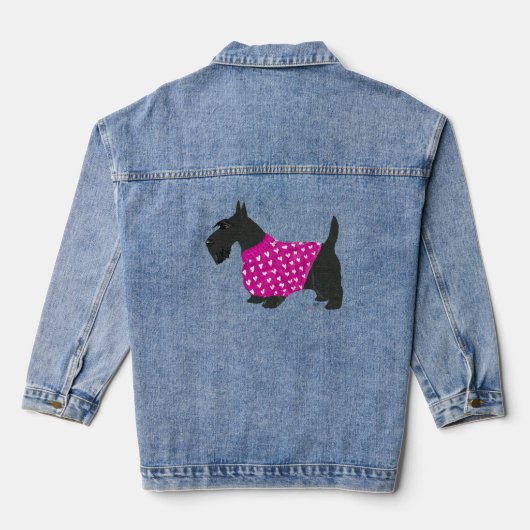 Scottish Terrier in Warm Sweater Jeansjacke (Rückseite)