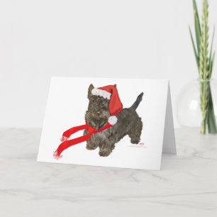 Scottish Terrier ist Santas Helfer Feiertagskarte