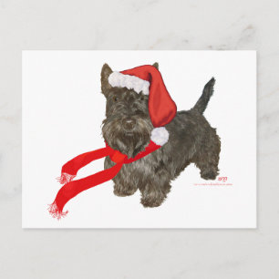 Scottish Terrier ist Santas Helfer Feiertagspostkarte