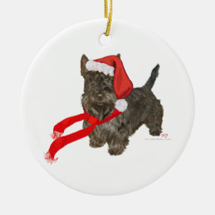 Scottish Terrier ist Santas Helfer Keramik Ornament