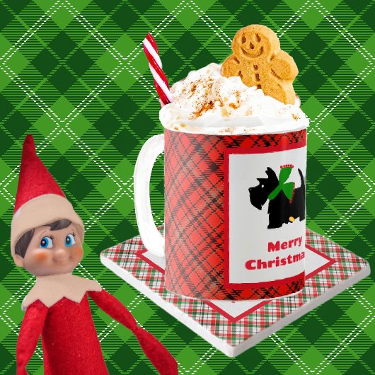 Scottish Terrier Kariert Frohe Weihnachten Kaffeetasse