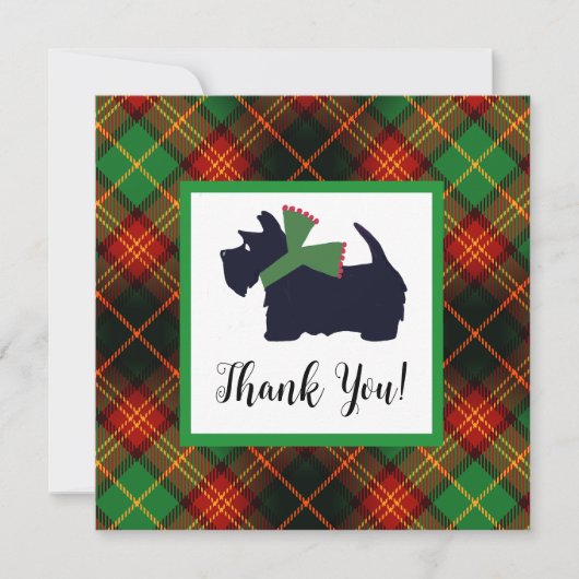 Scottish Terrier Kariert Holiday Dankeschön Card (Vorderseite)