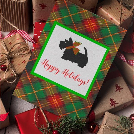 Scottish Terrier Kariert Holiday Greeting Card