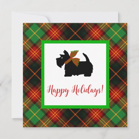 Scottish Terrier Kariert Holiday Greeting Card (Vorderseite)