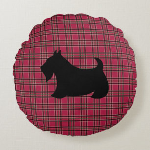 Scottish Terrier Kariert Pillow Rundes Kissen