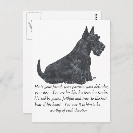 Scottish Terrier Keepake - MALE Dog Postkarte (Vorne/Hinten)