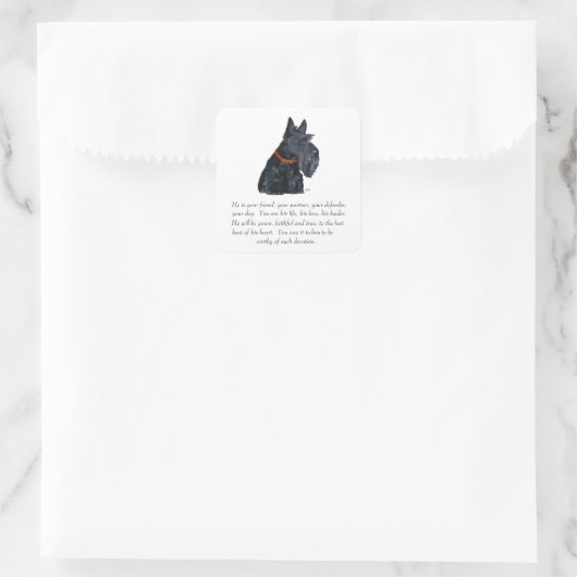 Scottish Terrier Keepake Quadratischer Aufkleber (Tasche)