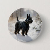 Scottish Terrier Let It Snow Christmas Button (Vorderseite)