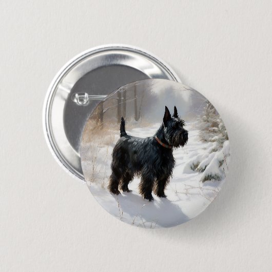 Scottish Terrier Let It Snow Christmas Button (Vorne & Hinten)