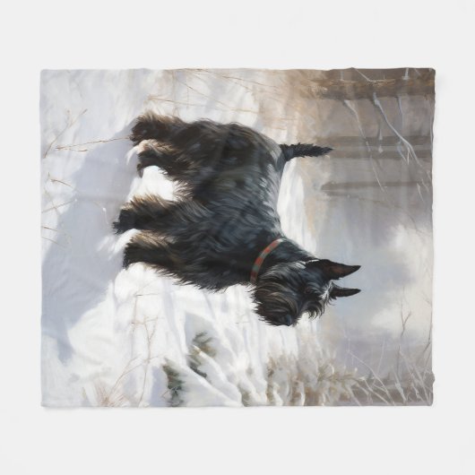Scottish Terrier Let It Snow Christmas Fleecedecke (Vorderseite (Horizontal))