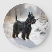 Scottish Terrier Let It Snow Christmas Große Wanduhr (Vorderseite)