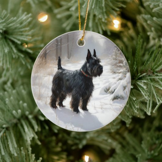 Scottish Terrier Let It Snow Christmas Keramik Ornament (Baum)
