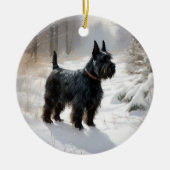 Scottish Terrier Let It Snow Christmas Keramik Ornament (Vorne)