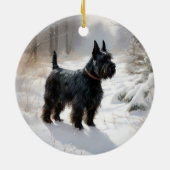 Scottish Terrier Let It Snow Christmas Keramik Ornament (Hinten)