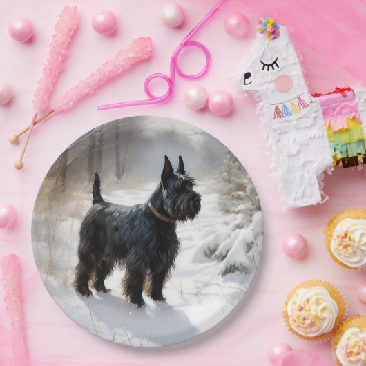 Scottish Terrier Let It Snow Christmas Pappteller (Party)