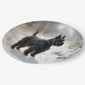 Scottish Terrier Let It Snow Christmas Pappteller (Schrägansicht)
