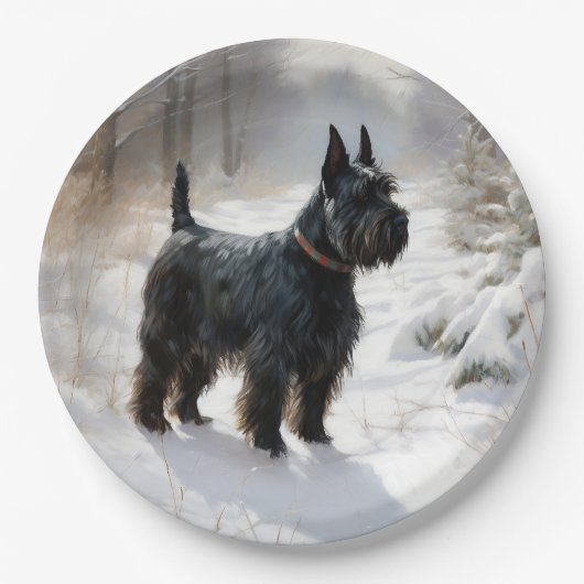 Scottish Terrier Let It Snow Christmas Pappteller (Vorderseite)
