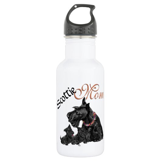 Scottish Terrier Mama & Pups Trinkflasche (Vorderseite)