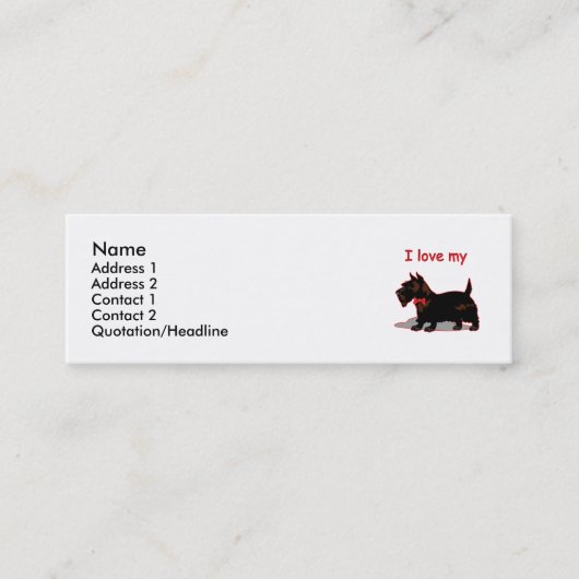 Scottish Terrier Mini Visitenkarte (Vorderseite)