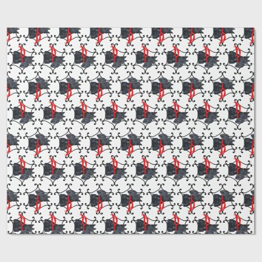 Scottish Terrier mit Red Scarf Geschenkpapier (Flach)