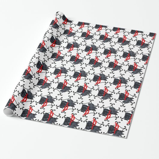 Scottish Terrier mit Red Scarf Geschenkpapier (Ungerollt)