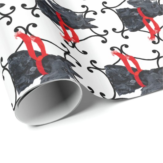 Scottish Terrier mit Red Scarf Geschenkpapier (Rolleneckpunkt)