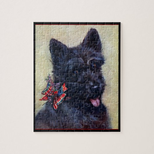 Scottish Terrier mit Tartan und Heather Puzzle (Vertikal)
