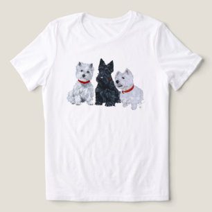 Scottish Terrier mit Two Westies Tri-Blend Shirt