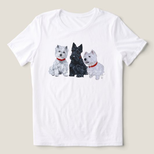 Scottish Terrier mit Two Westies Tri-Blend Shirt (Design Vorderseite)