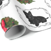 Scottish Terrier mit Weihnachtskranz Geschenkpapier (Rolleneckpunkt)