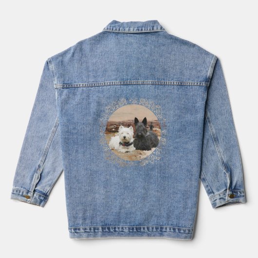 Scottish Terrier mit Westie Jeansjacke (Rückseite)