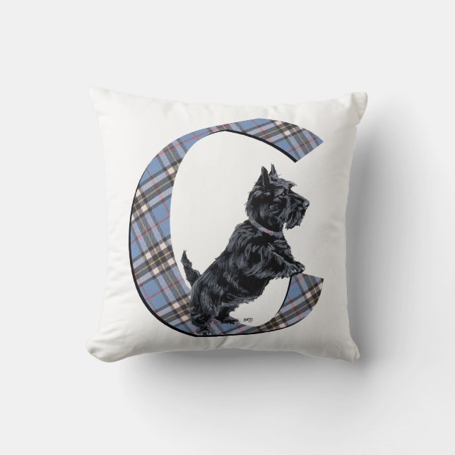 Scottish Terrier Monogram C Pillow Kissen (Vorderseite)