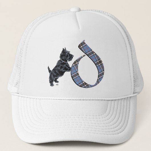 Scottish Terrier Monogram D Truckerkappe (Vorderseite)