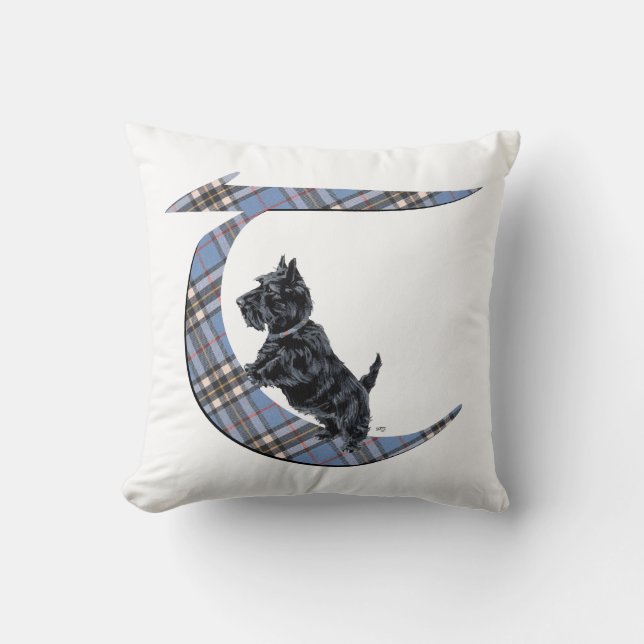 Scottish Terrier Monogram T Pillow Kissen (Vorderseite)