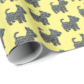 Scottish Terrier Niedlich Dog Y&B Grid Yellow Gift Geschenkpapier (Rolleneckpunkt)