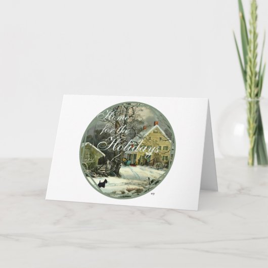 Scottish Terrier Old Fashioned Winter Feiertagskarte (Vorderseite)