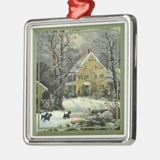 Scottish Terrier Old Fashioned Winter Silbernes Ornament (Links)