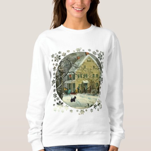 Scottish Terrier Old Fashioned Winter Sweatshirt (Vorderseite)